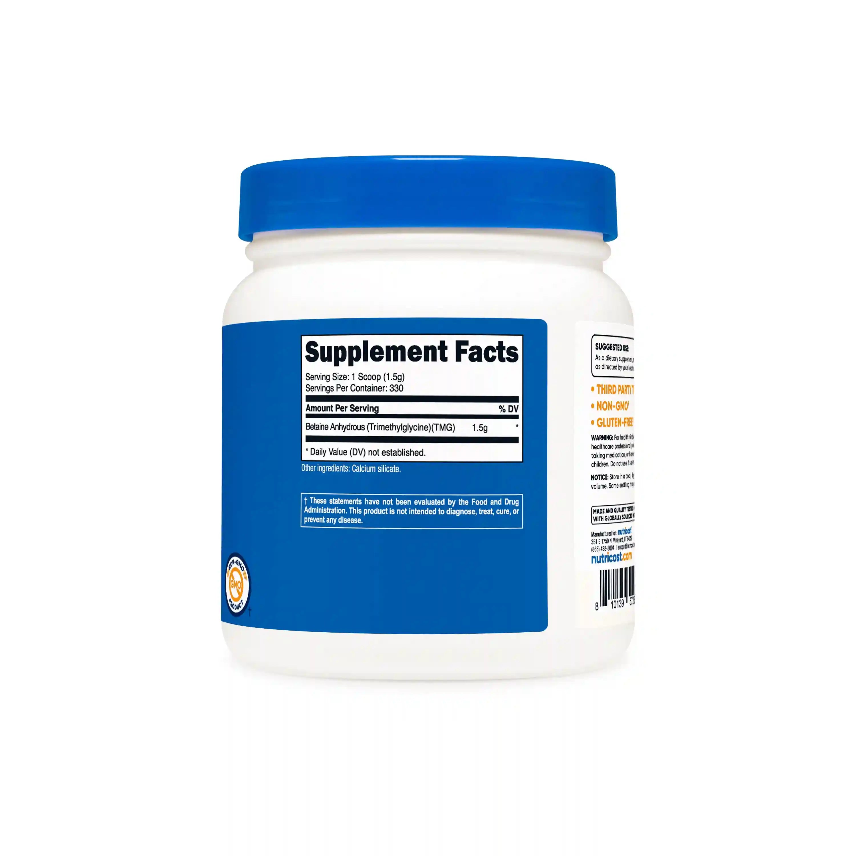 Nutricost Betaine Anhydrous (TMG) Powder Secondary image