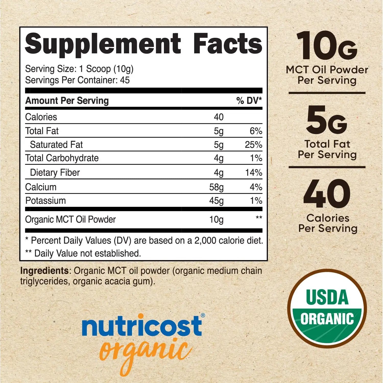 Nutricost Organic MCT Oil Powder Secondary image