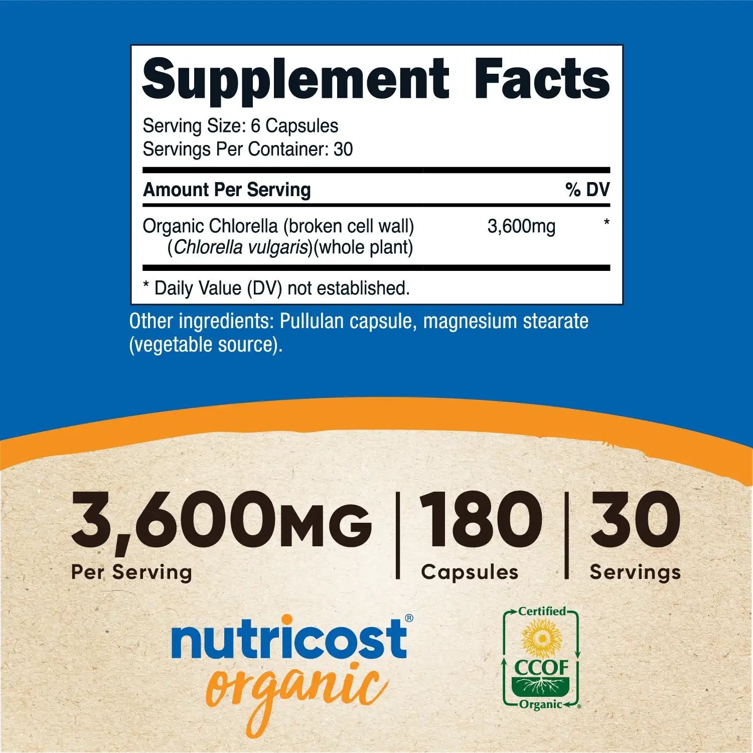 Nutricost Made With Organic Chlorella Capsules Secondary image