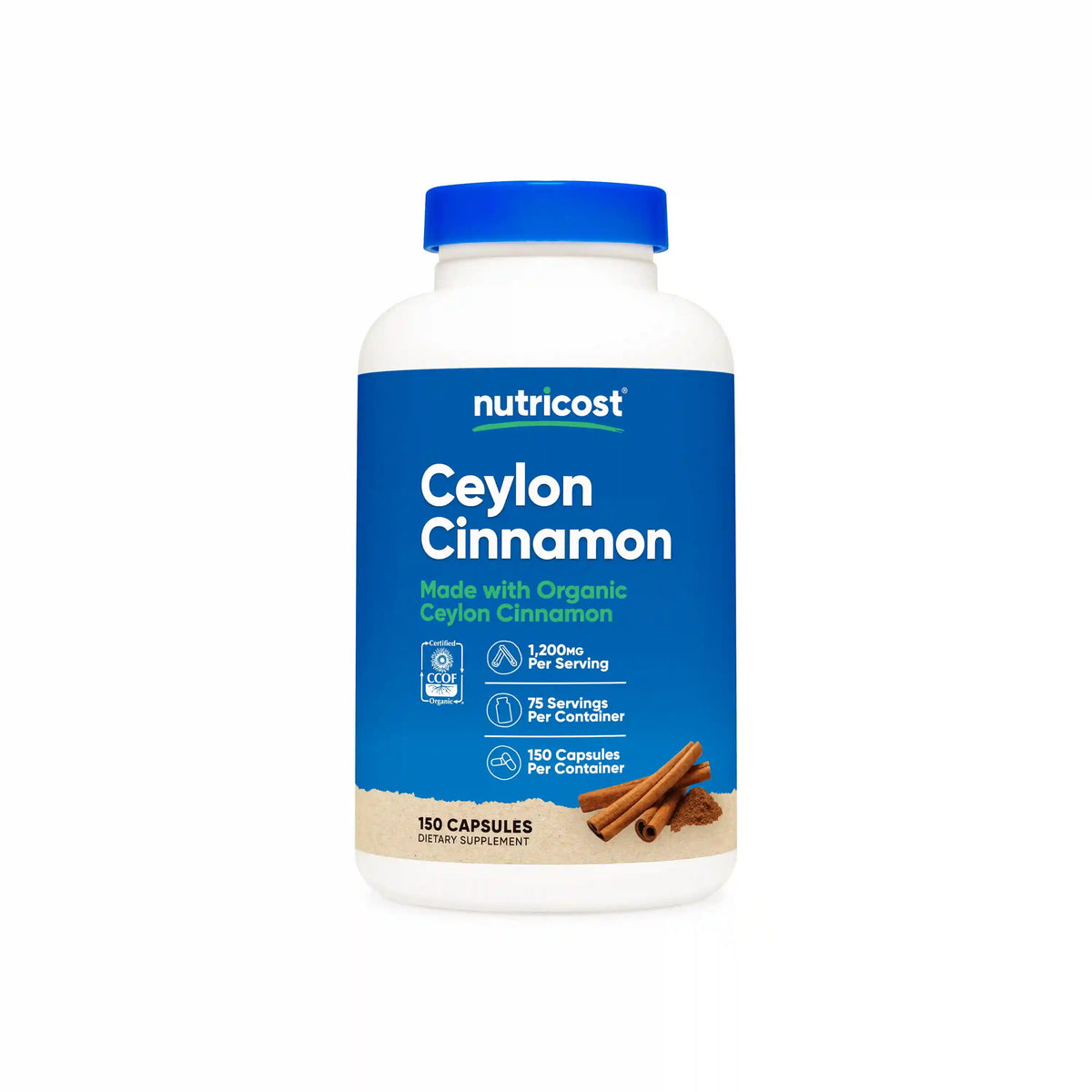 Nutricost Cinnamon Made with Organic Ceylon Capsules Main image