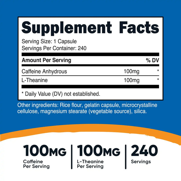 Nutricost Caffeine + L-Theanine Capsules