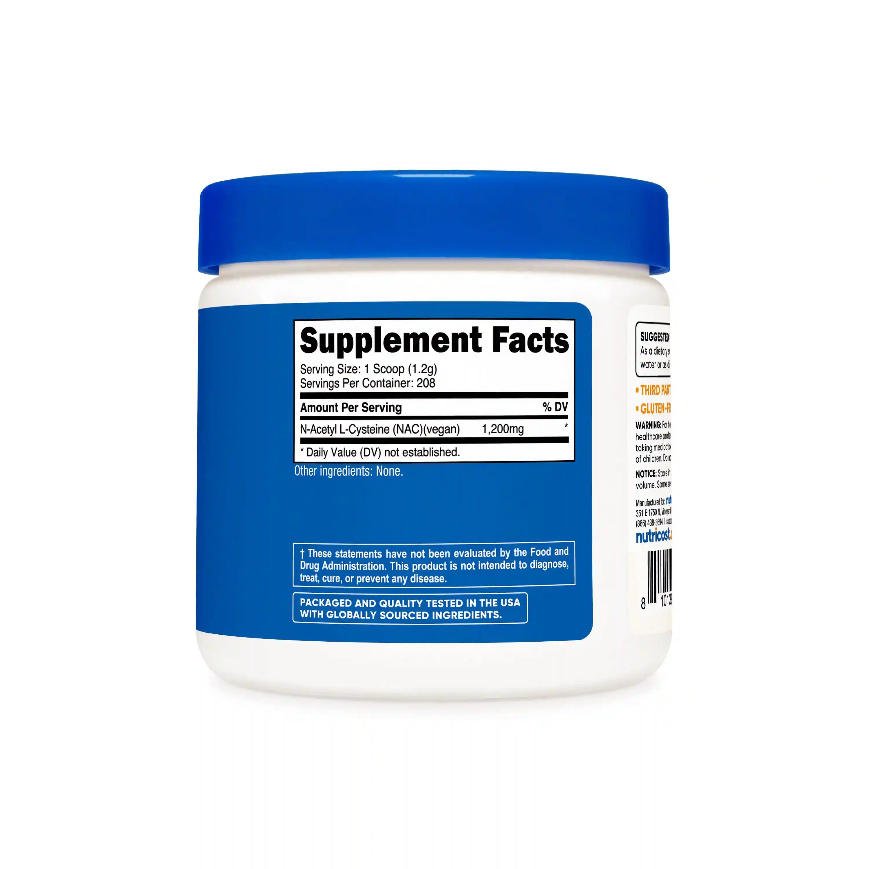 Nutricost N-Acetyl Cysteine (NAC) Vegetarian Powder Secondary image