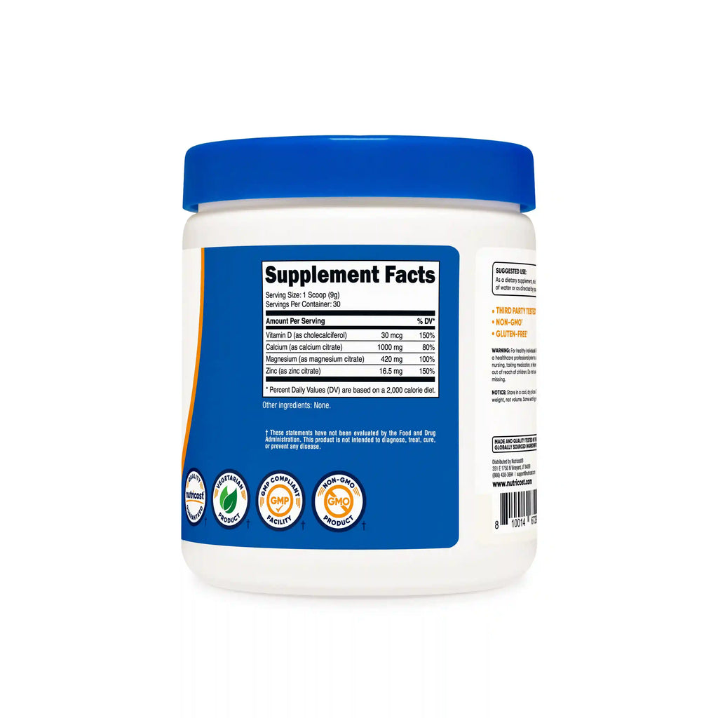 Nutricost Calcium + Magnesium + Zinc Citrates with Vitamin D3 Powder